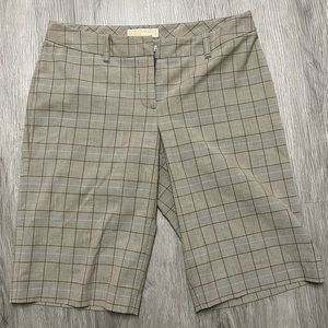Michael Kors Brown Plaid Bermuda Dress Shorts